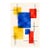 Midcentury Modern Abstract Art Print – Blue, Red and Yellow Geometric Design, 36" X 54" For Sale