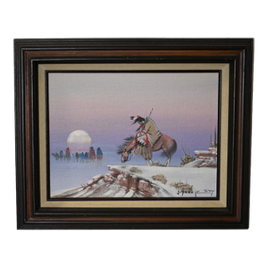 Johnny Yazzie (Navajo/Diné) Untitled Winter Rider Scene — Original Painting
