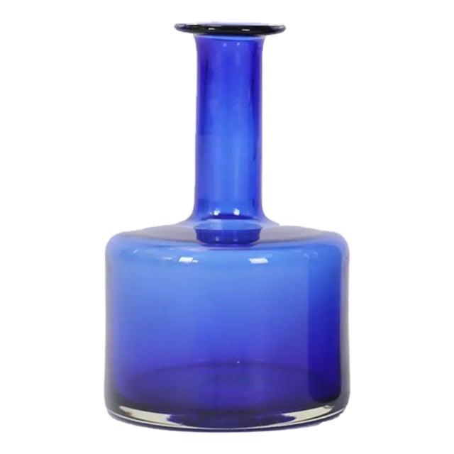 Handcrafted Blue Glass Vase by Otto Brauer for Holmegaard, 1960s For Sale