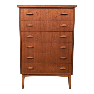 1950s Teak High Boy Dresser For Sale