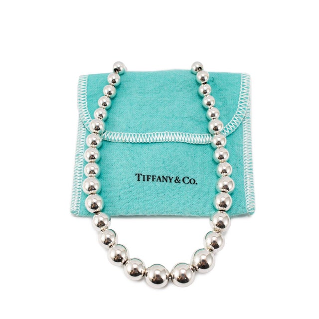 Metal Tiffany & Co. Hardwear 925 Sterling Silver Graduated Ball Beads Chain Necklace For Sale - Image 7 of 8