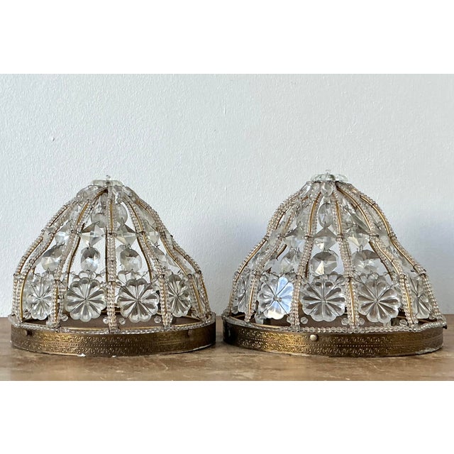 This exquisite pair of vintage Hollywood Regency flush mount lights captures the quintessential glamour of the 1960s. Each...