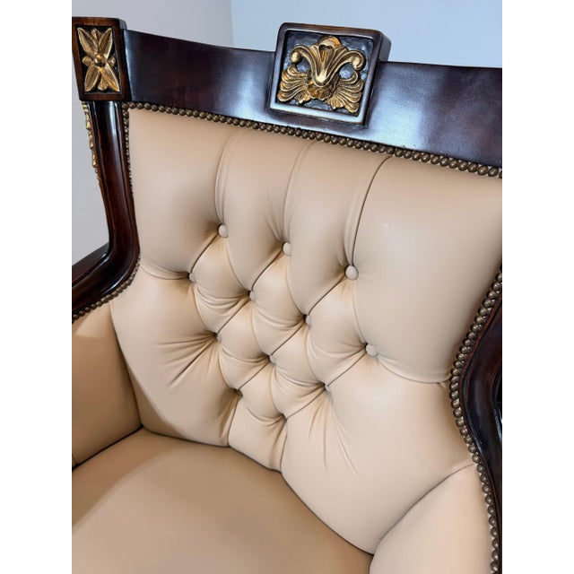 Empire Style Swivel Desk Chair in Leather For Sale - Image 4 of 8
