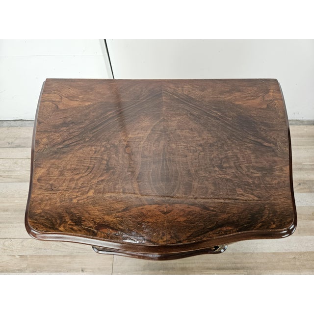 1940s Chippendale Walnut Burl Bedside Tables, 1940, Set of 2 For Sale - Image 5 of 17