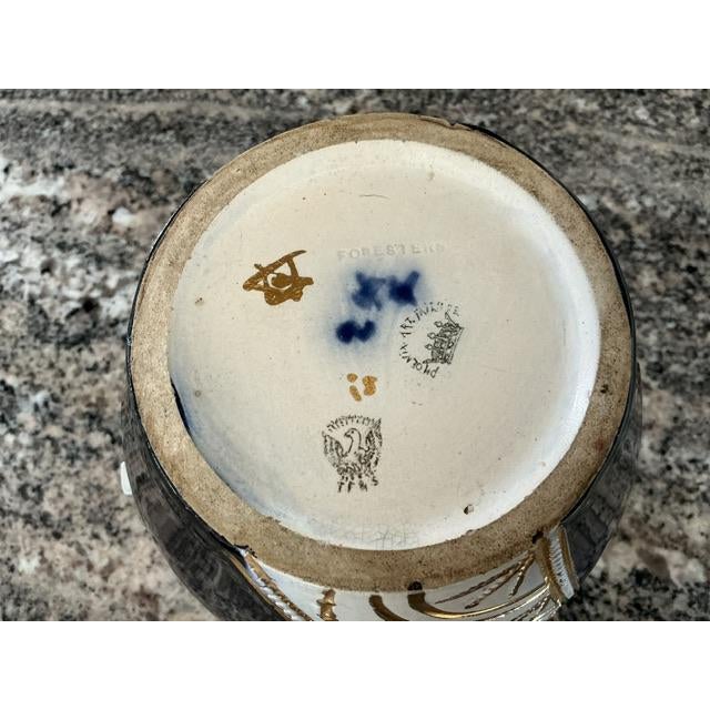 English 1910s Foresters Majolica Handled Urn Vase For Sale - Image 3 of 5
