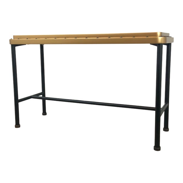 Campaign Style Gold Finished Ace Console Table For Sale