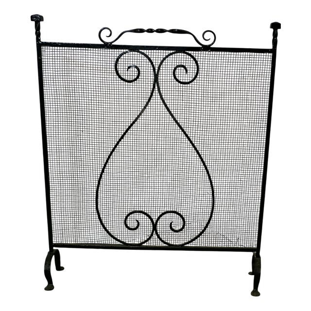 Large Wrought Iron Fire Screen, 1890s For Sale