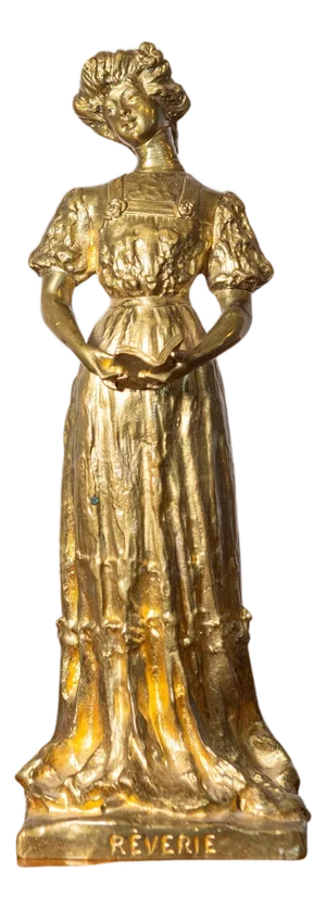 Early 20th-Century French Gilded Metal Statue – “Rêverie”