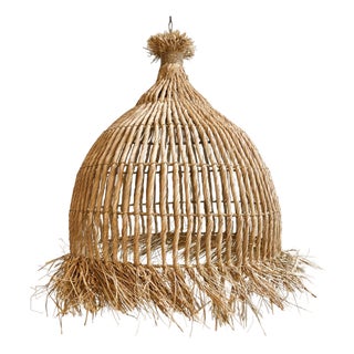 Telum Grass Fringe Coastal Tribal Pendant Light Large For Sale