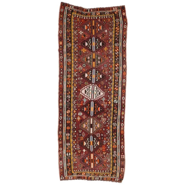 Textile Mid 20th Century Vintage Turkish Handwoven Kilim Rug For Sale - Image 7 of 7