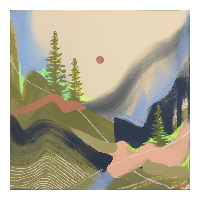 Neon Valley - Abstract Colorful Landscape Painting on Canvas Original Artwork by Elisabeth Grace For Sale