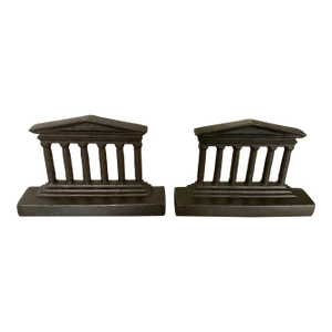 Greek Parthenon Temple Columns Bookends in Cast Brass - A Pair
