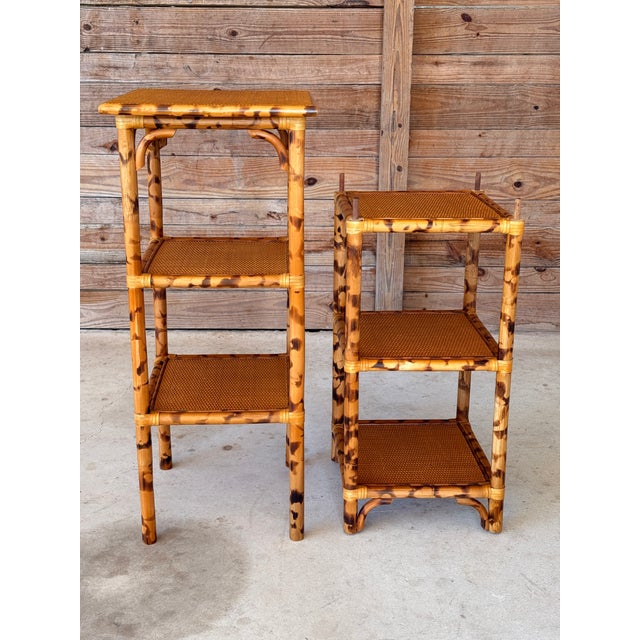 Vintage Tortoise Rattan Étagère / Open Shelving Unit For Sale - Image 10 of 12