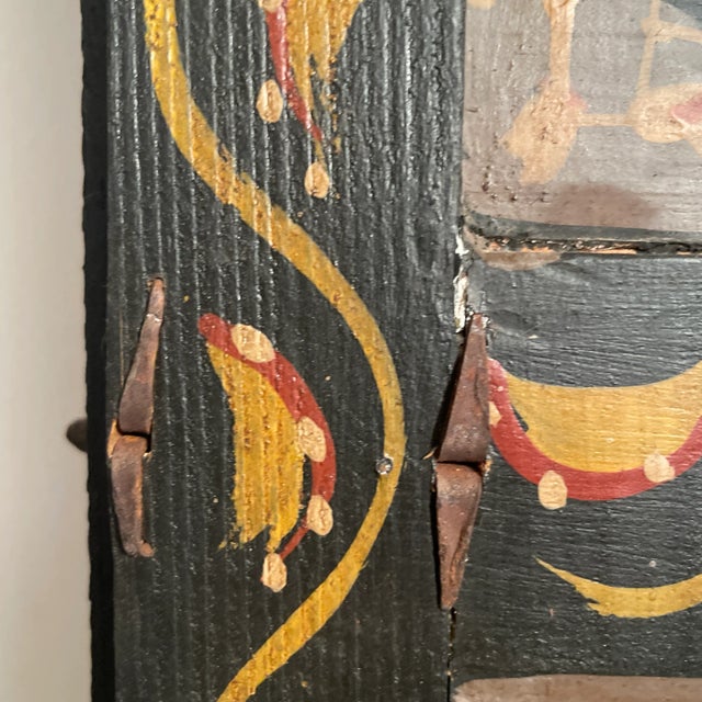 Green Antique Traditional Moroccan Hand Painted Wood Arrow/Arch Window Decor For Sale - Image 8 of 13