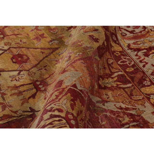 Textile Rug & Kilim’s Modern Classics Rug in Gold and Crimson Traditional Floral Patterns For Sale - Image 7 of 8