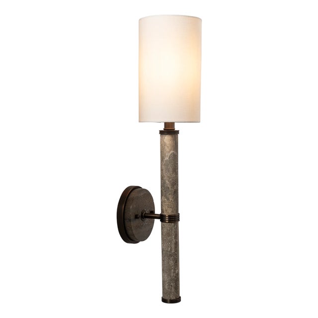 Tivoli Marble Gray/Bronze Sconce For Sale