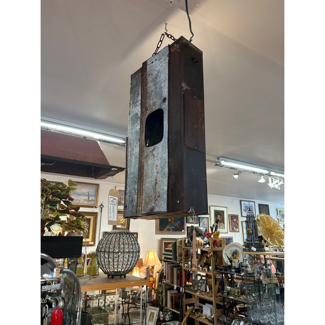 Metal Galvanized Steel Fragment From Retro Neon Sign For Sale - Image 7 of 9