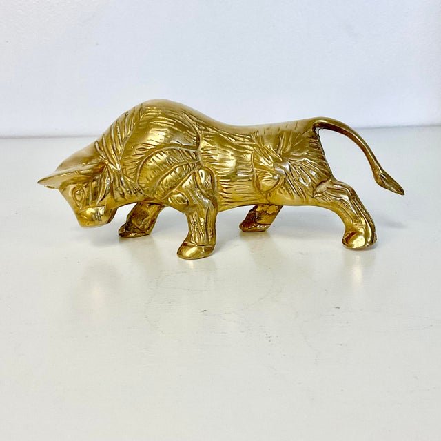 Mid-Century Hollywood Regency Rustic Spanish Heavy Solid Brass Bull Figurine. For Sale - Image 12 of 12