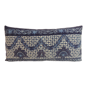 Blue and White Printed Long Bolster Pillow