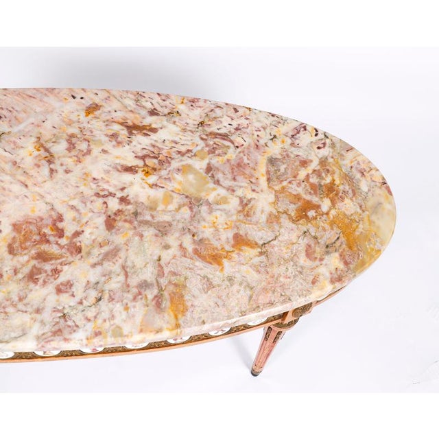 Vintage French Giltwood Coffee Table with Marble Top, 1950s For Sale - Image 11 of 18