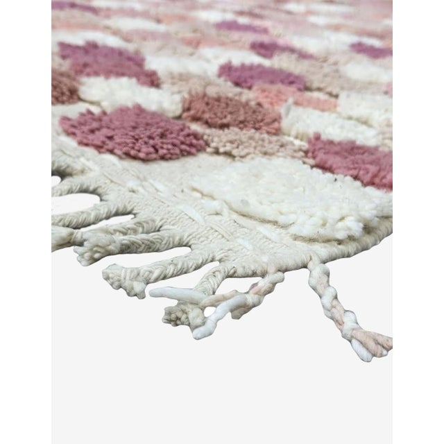 Mid-Century Modern Pink Textured Checkered Rug - 9.4 X 8 Ft For Sale - Image 3 of 8