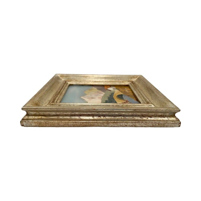 Blue Vintage Renzo Scarpelli Pietra Dura Framed Italian Landscape Mosaic For Sale - Image 8 of 12