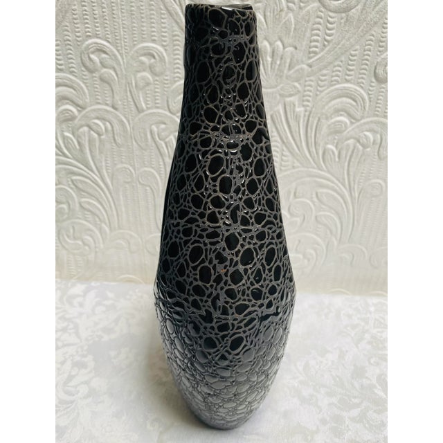 Black 1960s Mid Century Modern Black Vase For Sale - Image 8 of 11