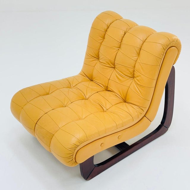 Wood Mid-Century Armchair in Wood and Leather, 1960s For Sale - Image 7 of 11