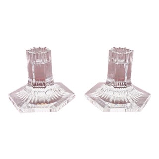 Tiffany & Co. Clear Crystal Candlesticks, Pair For Sale