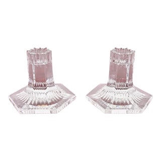 Tiffany & Co. Clear Crystal Candlesticks, Pair For Sale