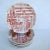Fun graphic set of seven white and red small plates, decorated with the names of French crepe culinary delights. Circa...