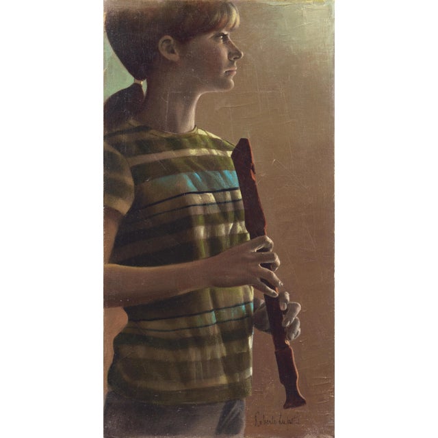 Textile 'Young Musician With Recorder' by Roberto Lupetti For Sale - Image 7 of 7