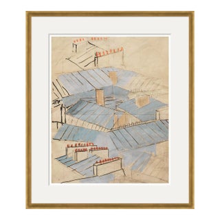 Rooftops Art Print in Gold Frame by Paule Marrot For Sale