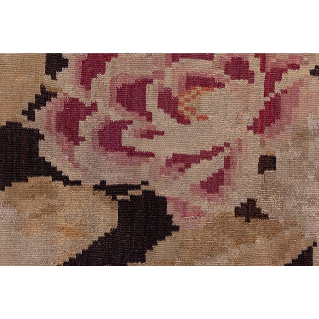Burgundy 19th Century Russian Bessarabian Floral Handmade Wool Rug For Sale - Image 8 of 9