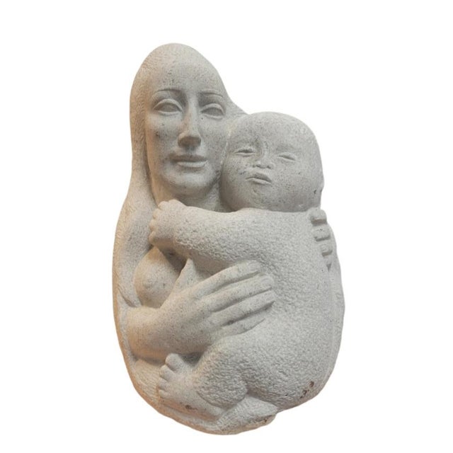 1960s Stone Sculpture of a Mother & Child For Sale - Image 14 of 14