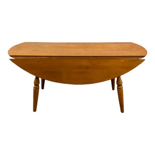 1950s Americana Arts & Crafts Farmhouse Chic Maple Drop Leaf Coffee Table For Sale
