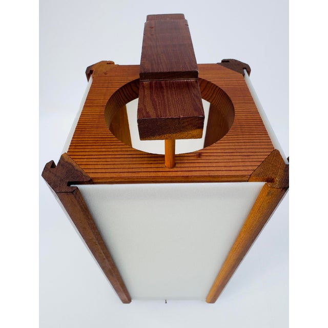 1970s Vintage Japanese Wood Lantern With Translucent Panels For Sale - Image 5 of 14