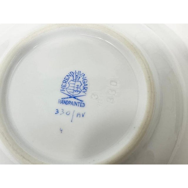 Chinese Bouquet Apponyi Green Fruit Bowls from Herend, 1980s, Set of 6 For Sale - Image 4 of 7