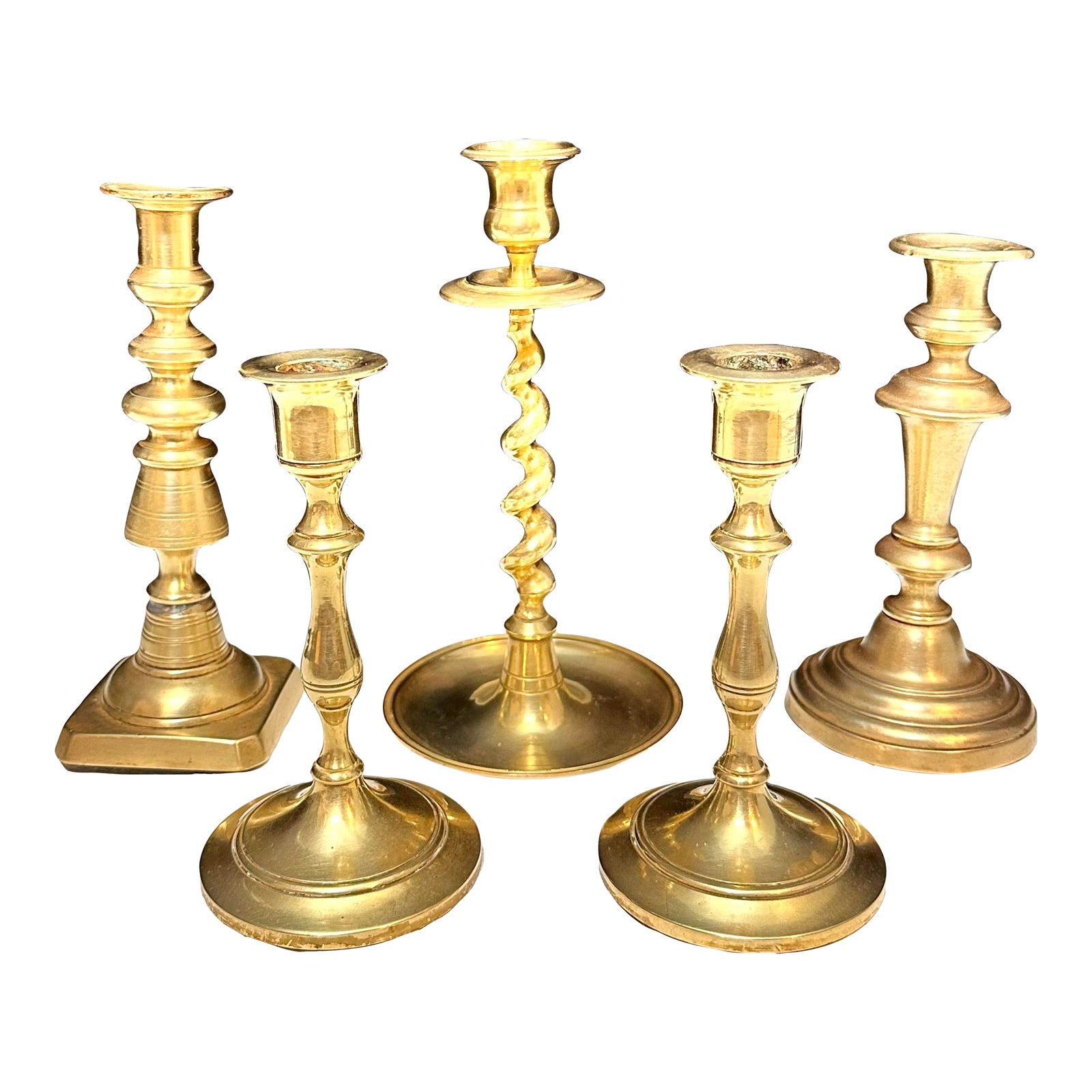 Vintage English Brass Candlesticks / Rostand Set of 5 Chairish