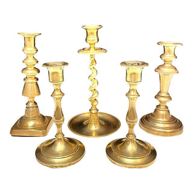 Vintage English Brass Candlesticks / Rostand Set of 5 Chairish