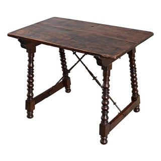 Spanish 18th Century Chestnut & Forged Iron Table For Sale