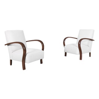1930s Vintage Art Deco Lounge Chairs Attributed to Jindrich Halabala - Set of 2 For Sale