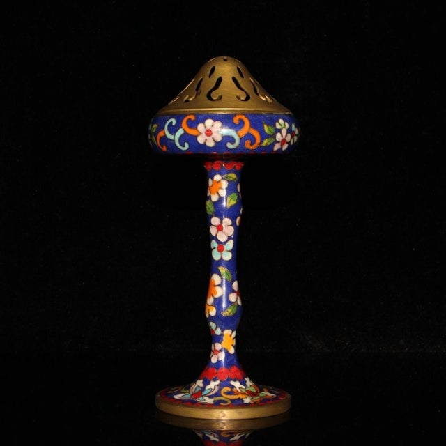Asian Late 19th Century Cloisonné Enamel Censer With Pierced Lid, 613g For Sale - Image 3 of 9