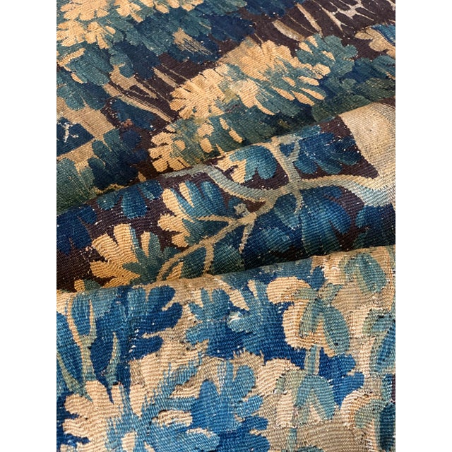 Antique 17th Century Flemish Verdure Vertical Landscape Tapestry For Sale - Image 10 of 12