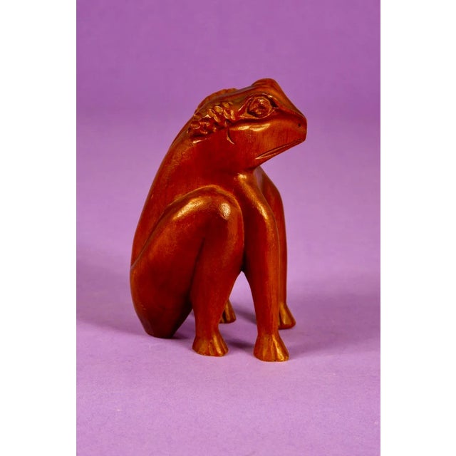 Mid-Century Modern Mid Century Carved Wooden Frog For Sale - Image 3 of 8