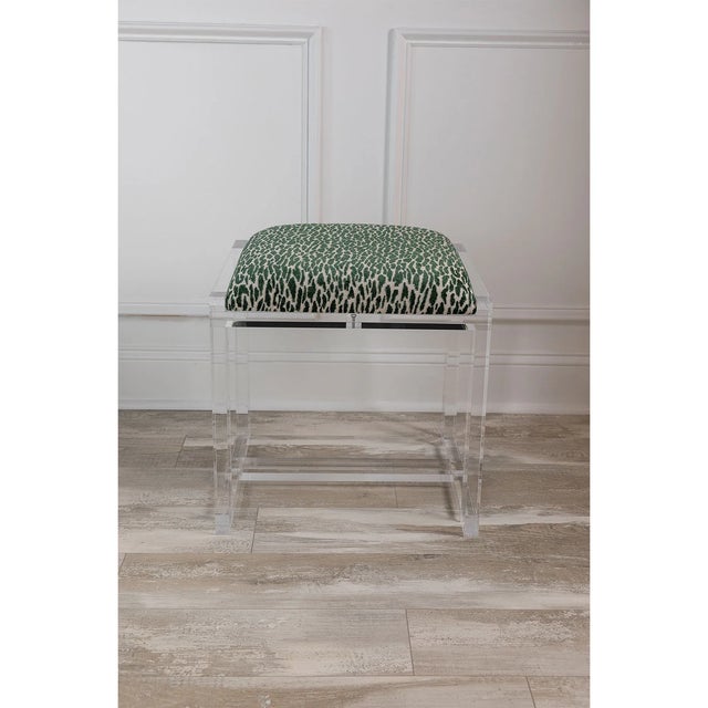 2020s Glencoe Earl Emerald Lucite Bench For Sale - Image 5 of 8