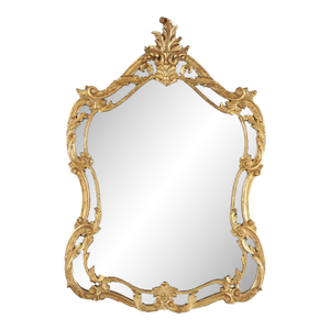 Oversized Antique French Louis XIV Style Rococo Giltwood Mirror C1920