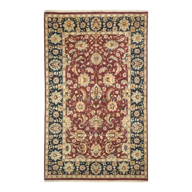 Mogul Collection Hand-Knotted Area Rug - Red 4' 7" x 7' 5" For Sale - Image 4 of 4
