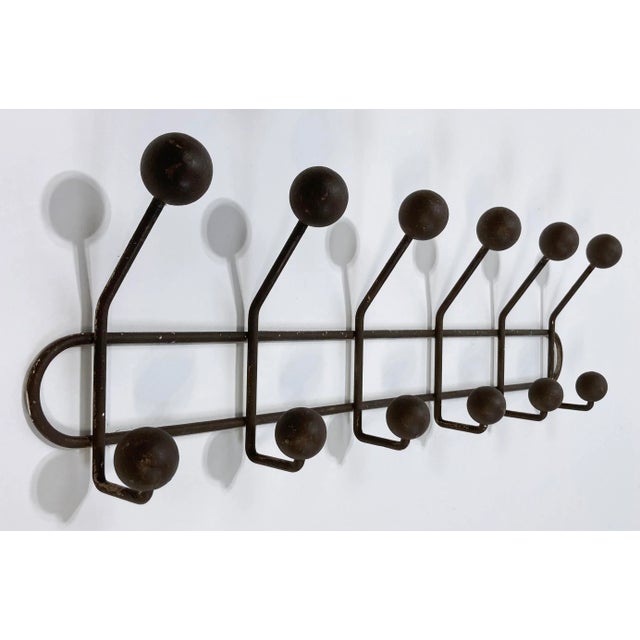 Industrial Vintage Iron and Wood Ball Wall Hook For Sale - Image 3 of 7