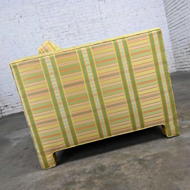 Vintage MCM to Modern Yellow & Chartreuse Plaid Tuxedo Sofa by Henredon For Sale - Image 6 of 13